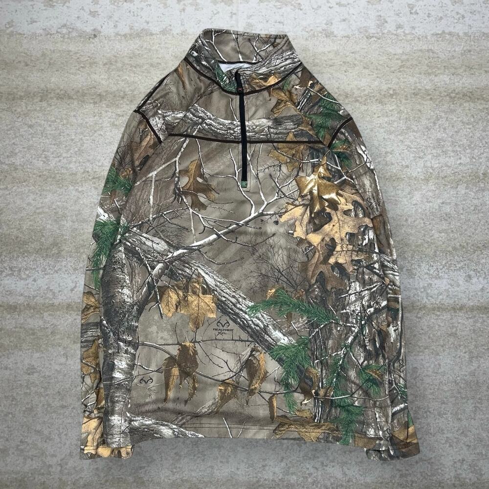 Vintage 90s Realtree Jacket Mens XL Hunting Camo Light Weight Quarter Zip